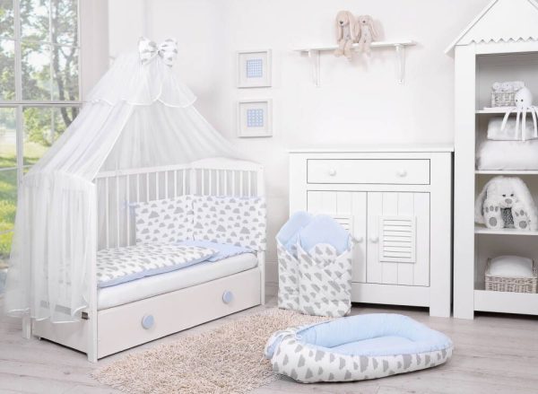 Baby cotton bedding set 2-pcs 135x100 cm- clouds gray/blue - Image 3