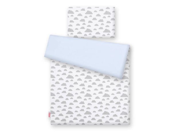 Baby cotton bedding set 2-pcs 135x100 cm- clouds gray/blue - Image 4