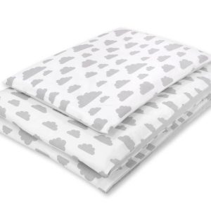 Baby cotton bedding set 2-pcs 120x90 cm- clouds gray/gray