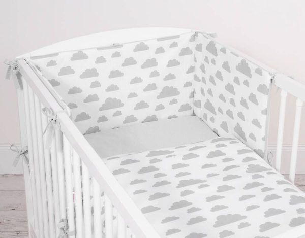 Baby cotton bedding set 2-pcs 120x90 cm- clouds gray/gray - Image 2