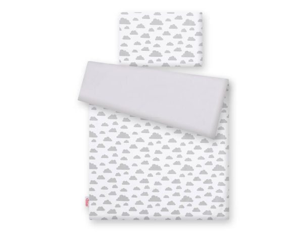 Baby cotton bedding set 2-pcs 120x90 cm- clouds gray/gray - Image 3