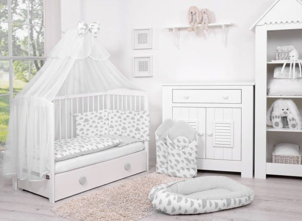 Baby cotton bedding set 2-pcs 120x90 cm- clouds gray/gray - Image 4