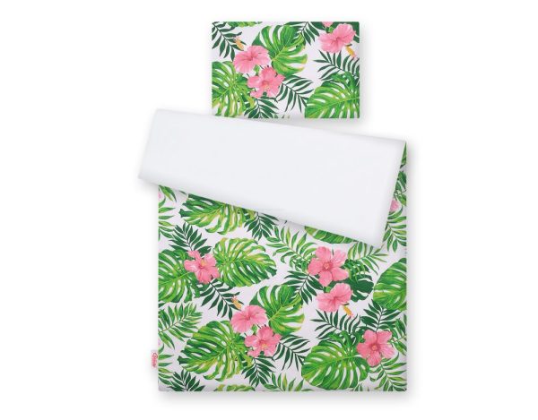 Baby cotton bedding set 2-pcs 120x90 cm - tropical flowers - Image 2