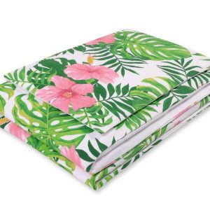 Baby cotton bedding set 2-pcs 120x90 cm - tropical flowers