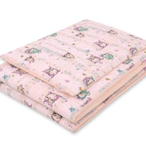 Baby cotton bedding set 2-pcs 135x100 cm- owls cream