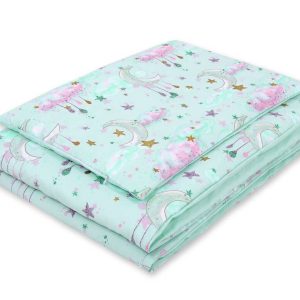 Baby cotton bedding set 2-pcs 135x100 cm- moons mint
