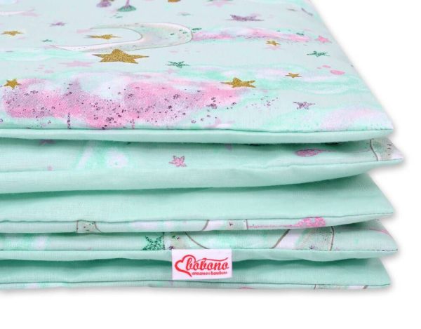 Baby cotton bedding set 2-pcs 135x100 cm- moons mint - Image 2