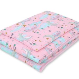 Baby cotton bedding set 2-pcs 120x90 cm- moons pink