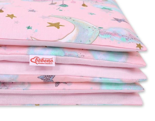 Baby cotton bedding set 2-pcs 135x100 cm- moons pink - Image 2