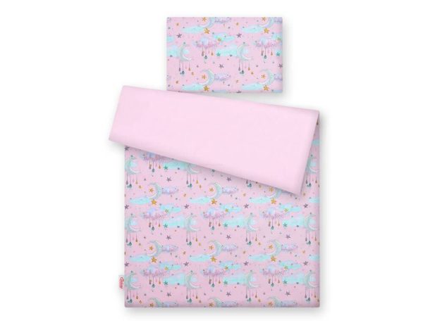 Baby cotton bedding set 2-pcs 135x100 cm- moons pink - Image 3