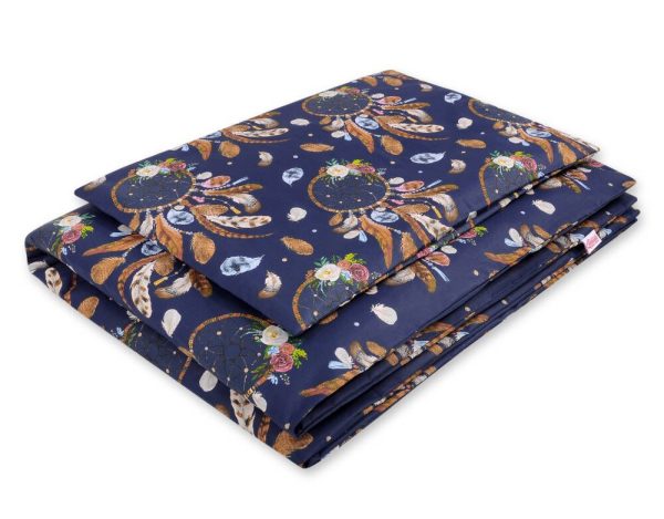 Baby cotton bedding set 2-pcs 120x90 cm- dream catchers dark blue