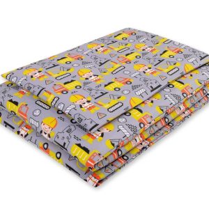 Baby cotton bedding set 2-pcs 120x90 cm- yellow excavators