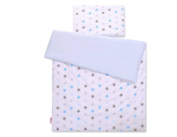 Baby cotton bedding set 2-pcs 120x90 cm- gray -blue stars - Image 4