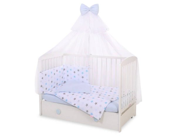 Baby cotton bedding set 2-pcs 120x90 cm- gray -blue stars - Image 5