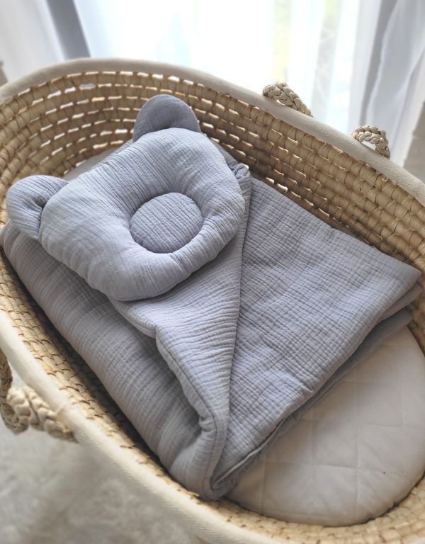Duvet with pillow Teddy MUSLIN - 2pcs set - grey - Image 3