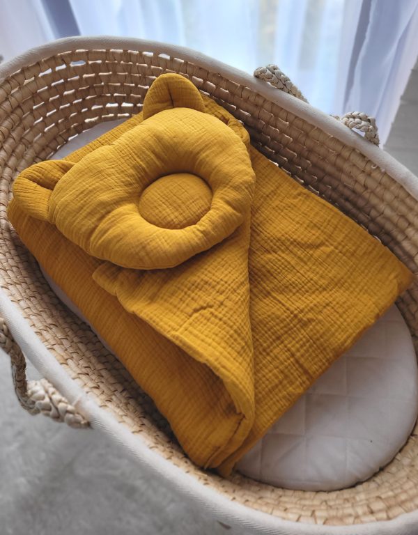 Duvet with pillow Teddy MUSLIN - 2pcs set - honey yellow - Image 3