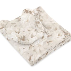 Duvet with pillow Teddy - 2pcs set - Peonies beige