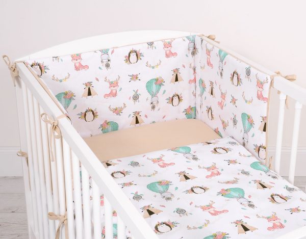 Baby cotton bedding set 2-pcs 135x100 cm - foxes beige/beige - Image 3