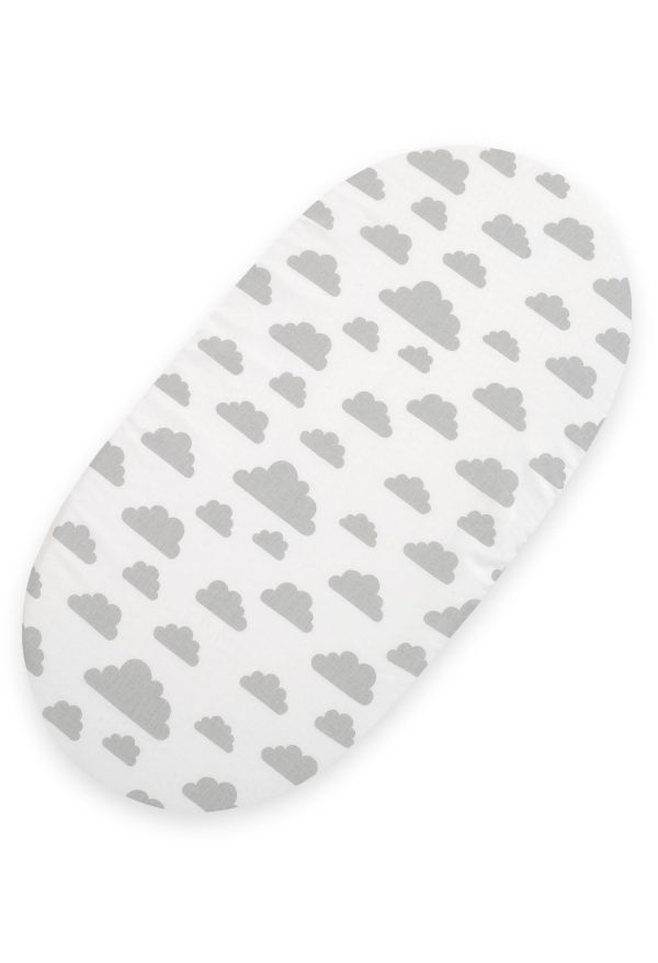 Sheet made of cotton for moses basket mattress 75x35 cm - Clouds gray