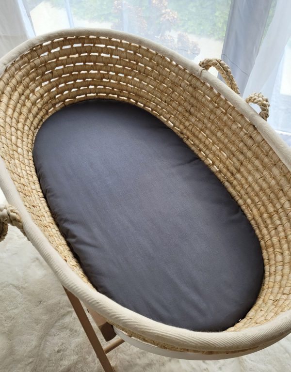 Sheet made of cotton for moses basket mattress 75x35 cm - anthrazit - Image 3
