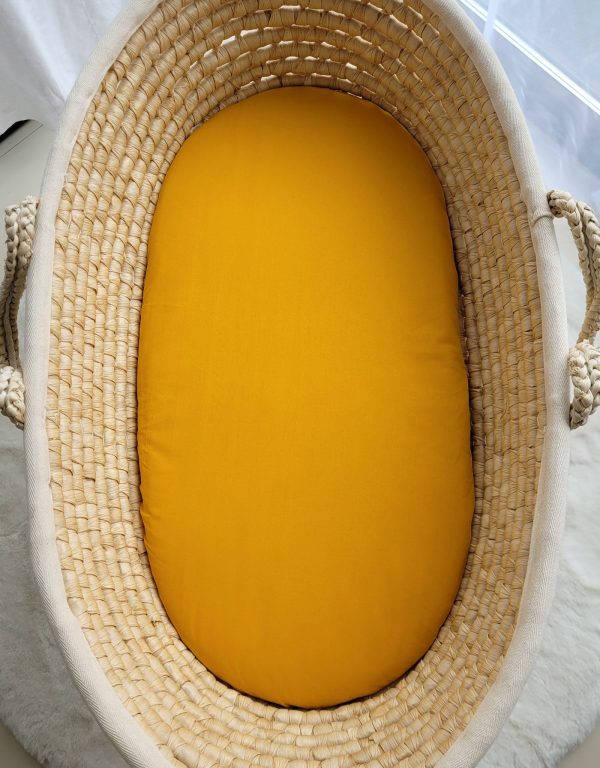 Sheet made of cotton for moses basket mattress 75x35 cm - honey yellow - Image 2