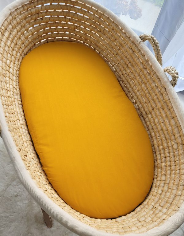 Sheet made of cotton for moses basket mattress 75x35 cm - honey yellow - Image 3