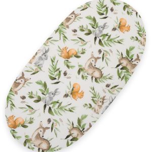 Sheet made of cotton for moses basket mattress 75x35 cm - Woodland green