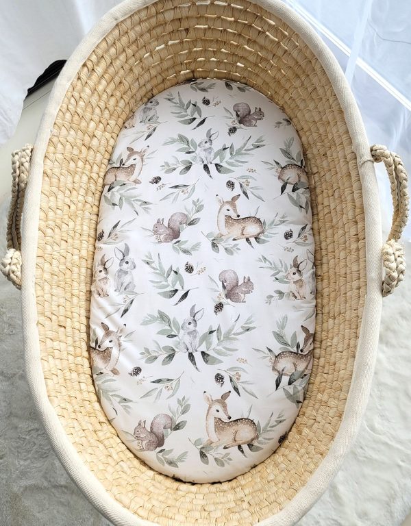 Sheet made of cotton for moses basket mattress 75x35 cm - Woodland olive - Image 2