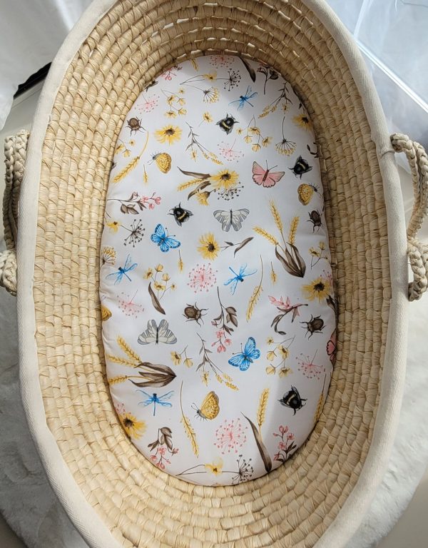 Sheet made of cotton for moses basket mattress 75x35 cm - Summer meadow - Image 2