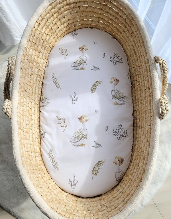 Sheet made of cotton for moses basket mattress 75x35 cm - gooses - Image 2