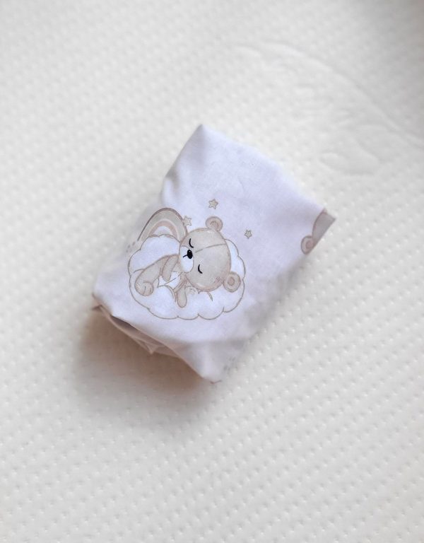 Sheet made of cotton for moses basket mattress 75x35 cm - Rainbow beige bear - Image 3