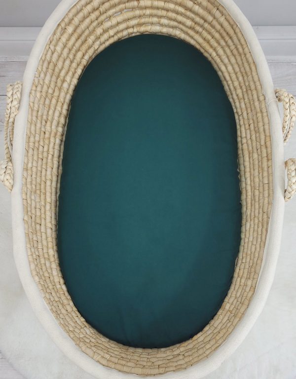 Sheet made of cotton for moses basket mattress 75x35 cm - bottle green - Image 2