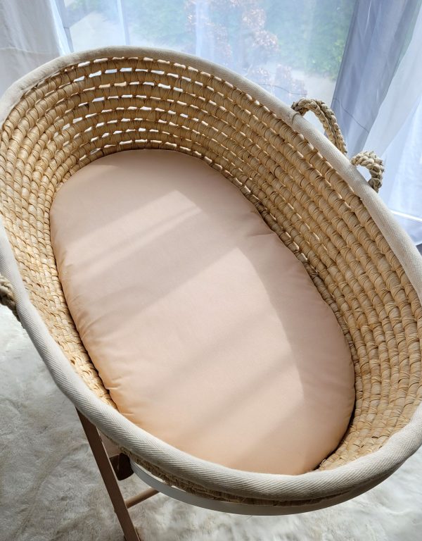 Sheet made of cotton for moses basket mattress 75x35 cm - beige - Image 3