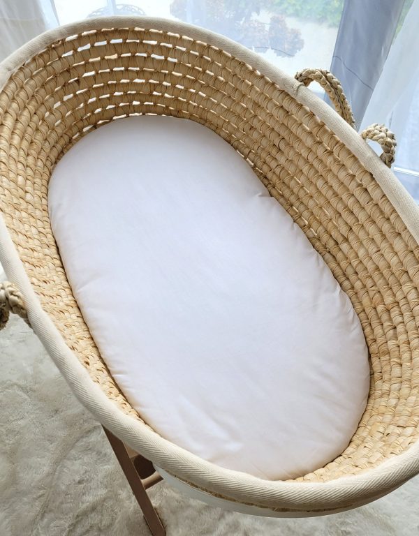 Sheet made of cotton for moses basket mattress 75x35 cm - white - Image 3