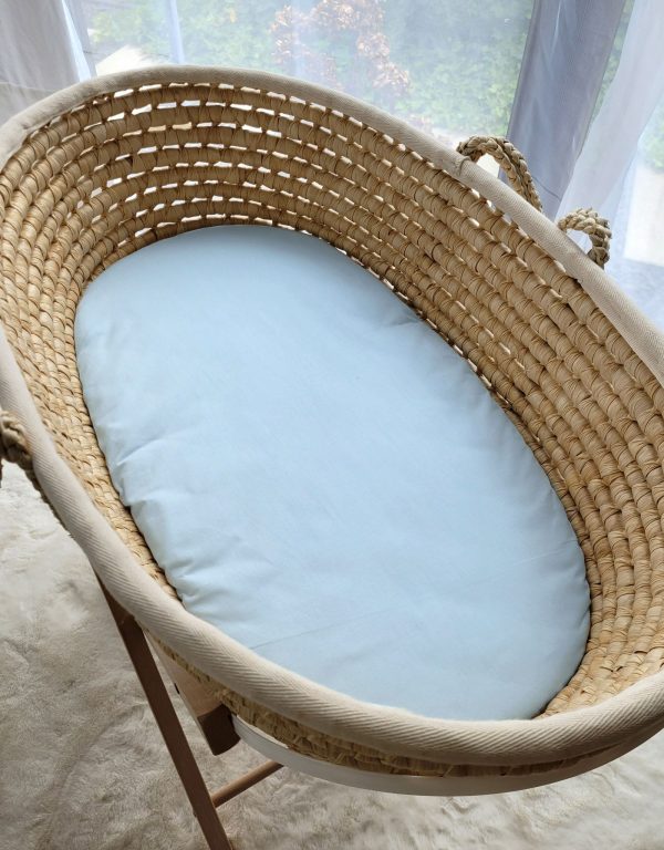 Sheet made of cotton for moses basket mattress 75x35 cm - blue - Image 2