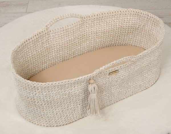 Sheet made of cotton for moses basket mattress 75x35 cm - beige - Image 4