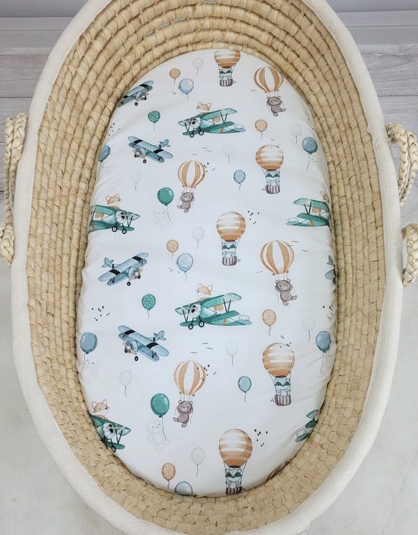 Sheet made of cotton for moses basket mattress 75x35 cm - Sky adventure - Image 2