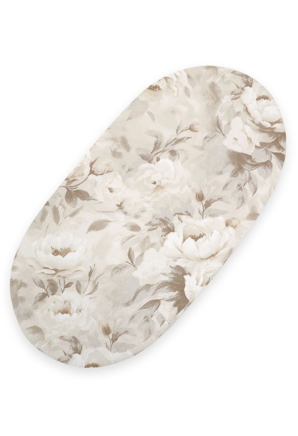Sheet made of cotton for moses basket mattress 75x35 cm - Peonies beige