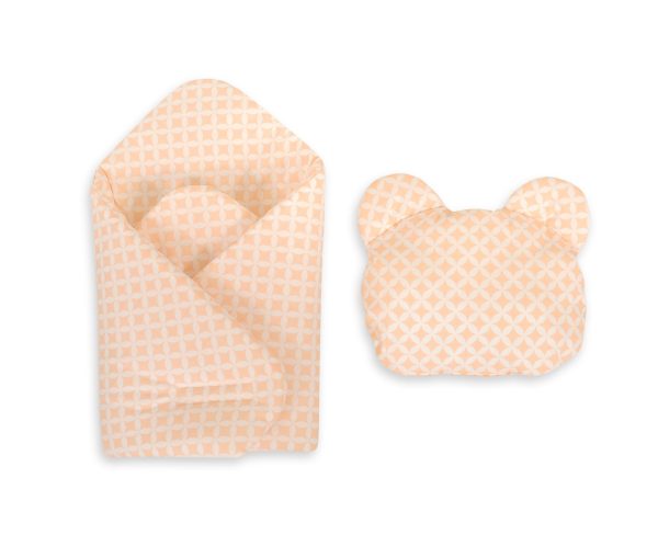 Doll's swaddling cone with pillow - rosette peach - Image 3