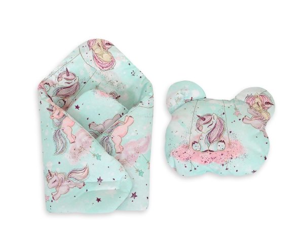Doll's swaddling cone with pillow - unicorn mint - Image 3