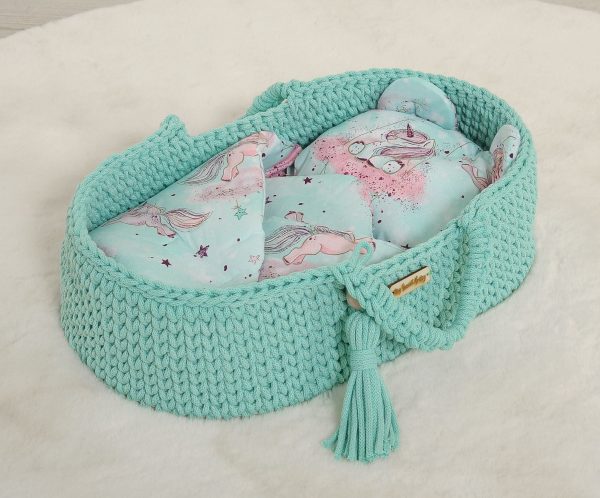 Doll's swaddling cone with pillow - unicorn mint - Image 4