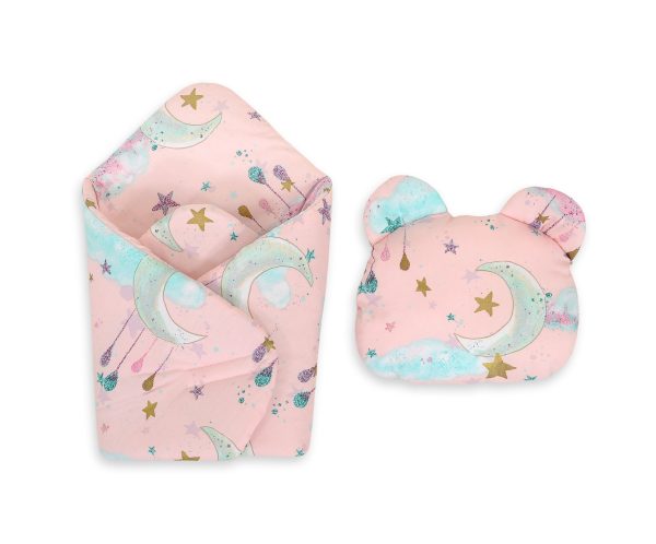 Doll's swaddling cone with pillow - moons pink - Image 3
