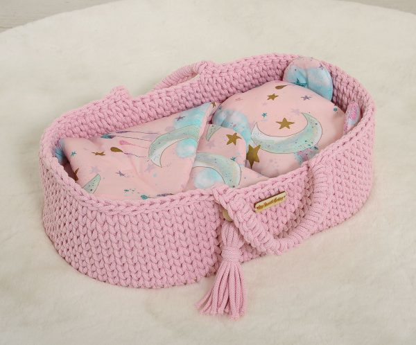 Doll's swaddling cone with pillow - moons pink - Image 4