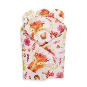 Doll's swaddling cone with pillow - fox in a wreath