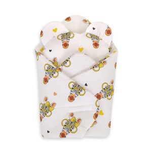 Doll's swaddling cone with pillow - zebra yellow
