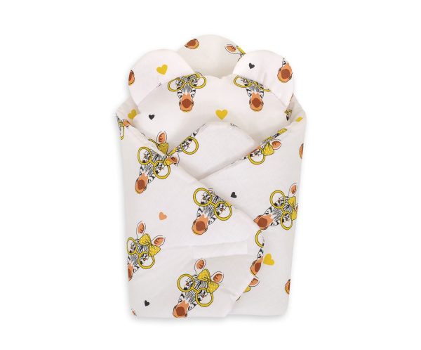 Doll's swaddling cone with pillow - zebra yellow