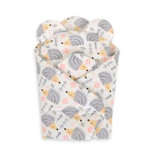Doll's swaddling cone with pillow - hedgehogs grey