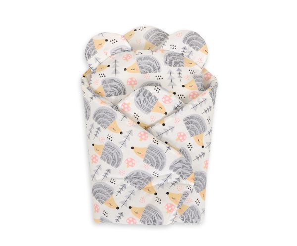 Doll's swaddling cone with pillow - hedgehogs grey