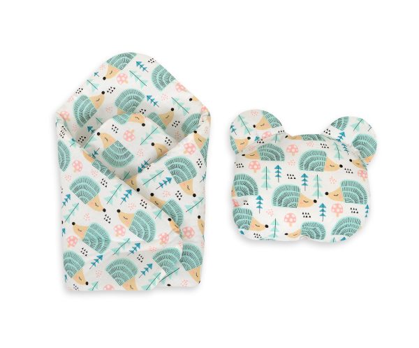 Doll's swaddling cone with pillow - hedgehogs mint - Image 3