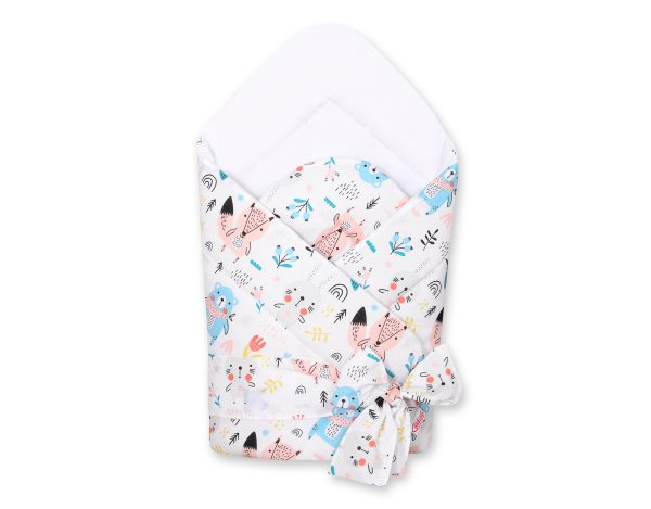 Double-sided baby nest with bow - blue teddy bears
